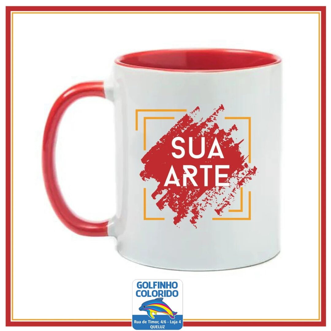 caneca de porcelana alca e interior colorido vermelha george omalley